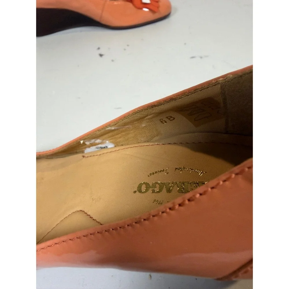 Sebago women shoes wedge heel pumps orange leather upper women sz 6b sample pair